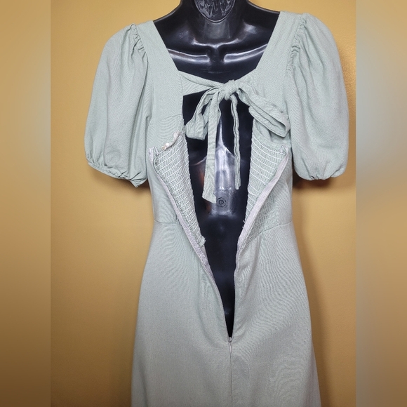 Altar’d State Trish Green Linen Blend Cottagecore Midi Dress sz M - Picture 7 of 13